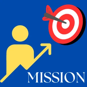 Corporate mission banner displaying a dart hitting a bullseye target alongside a rising arrow icon. Crafted to define the strategic goal of a top admission consultancy for MBBS, B.Tech, BDS, BPT, B.Pharm, LLB, B.Ed, and many more graduation, post graduation, and diploma courses across India and abroad.